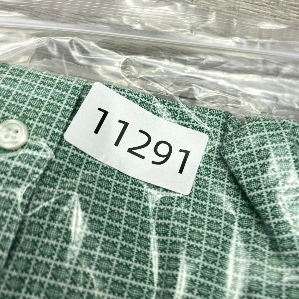 Banana Republic Shirt Mens Medium Green Non Iron‎ Tailored Slim Dress Geometric